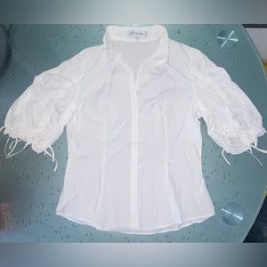 Anne Fontaine Blouse Top with Puffy Tassel Sleeves Size 42